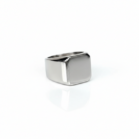 Stainless Steel Polished Ring - Bright Square