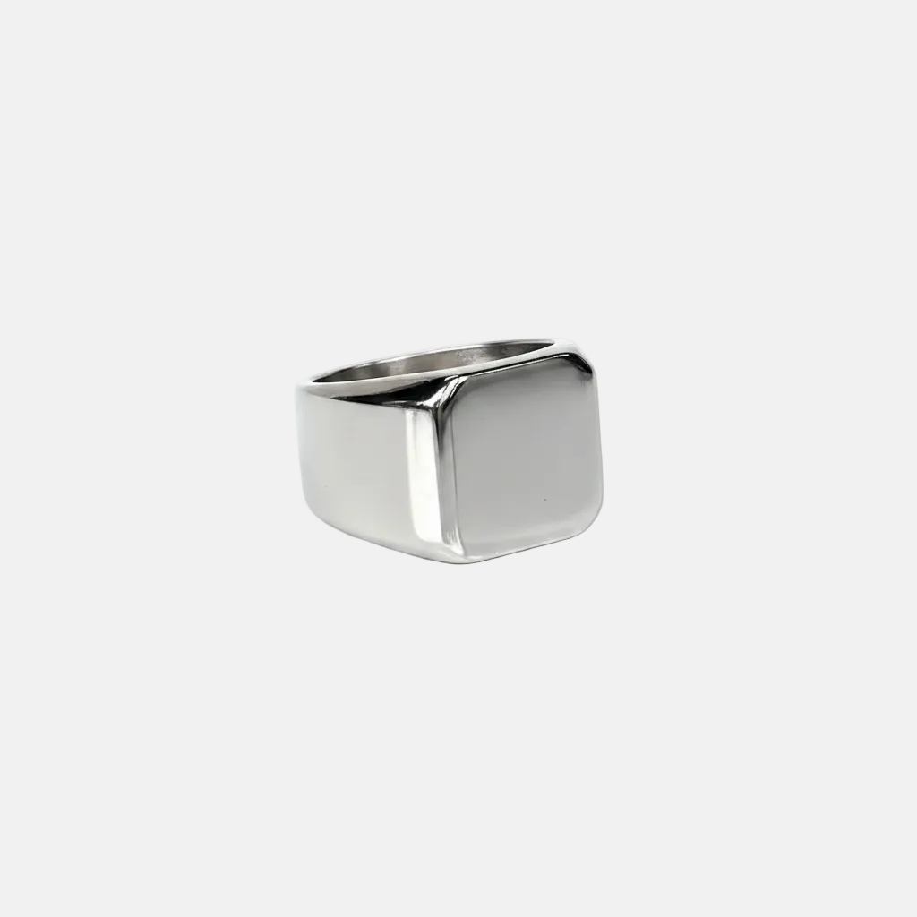 Stainless Steel Polished Ring - Bright Square