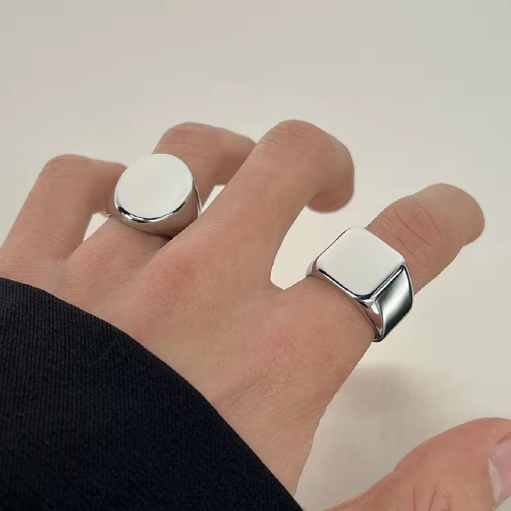 Stainless Steel Polished Ring - Bright Square