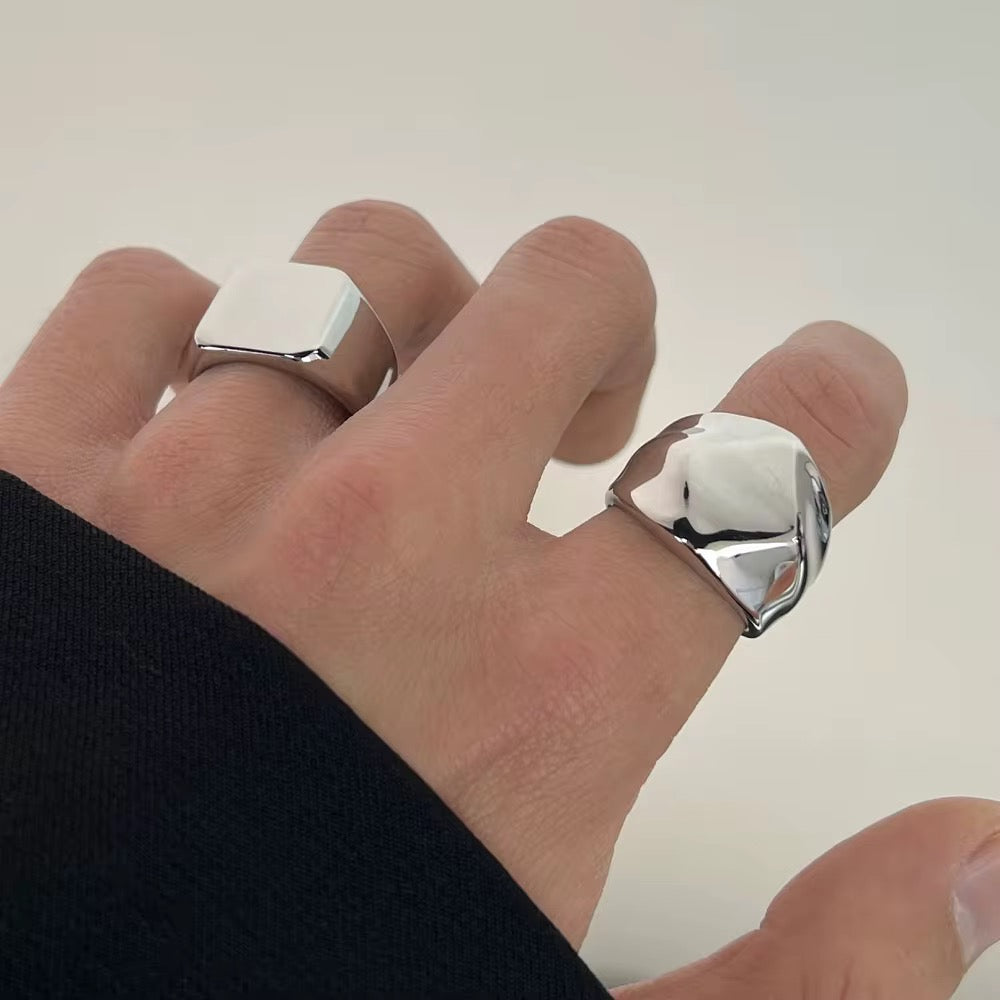 Stainless Steel Polished Ring - Bright Square