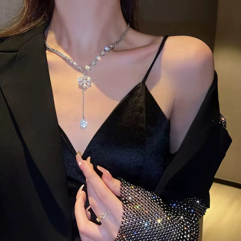 Silver Plated Stainless Steel Chain with Zircon Stones