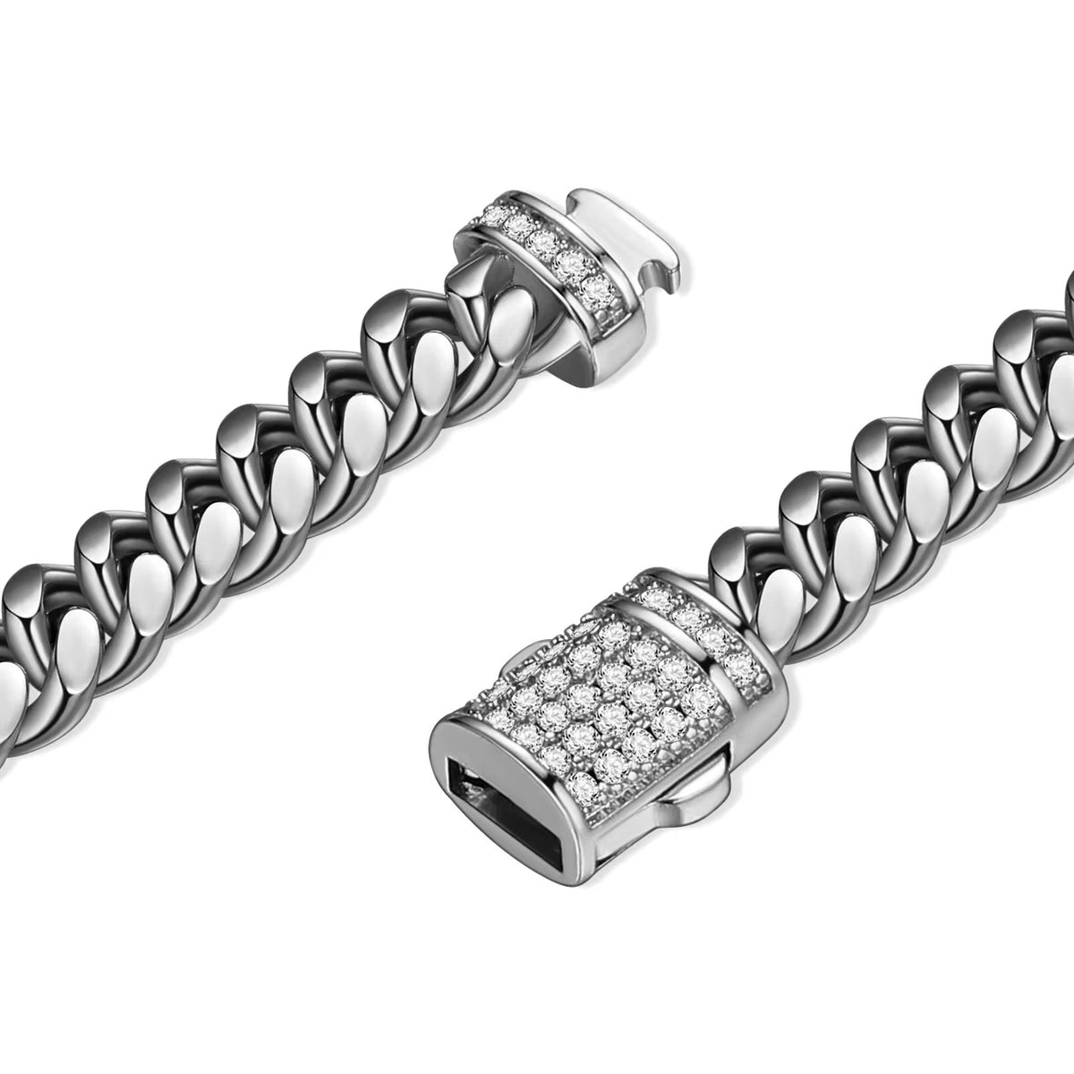 Stainless Steel Bracelet with Zircon Stone Buckle - Encryption