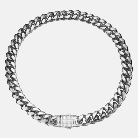 Stainless Steel Bracelet with Zircon Stone Buckle - Encryption