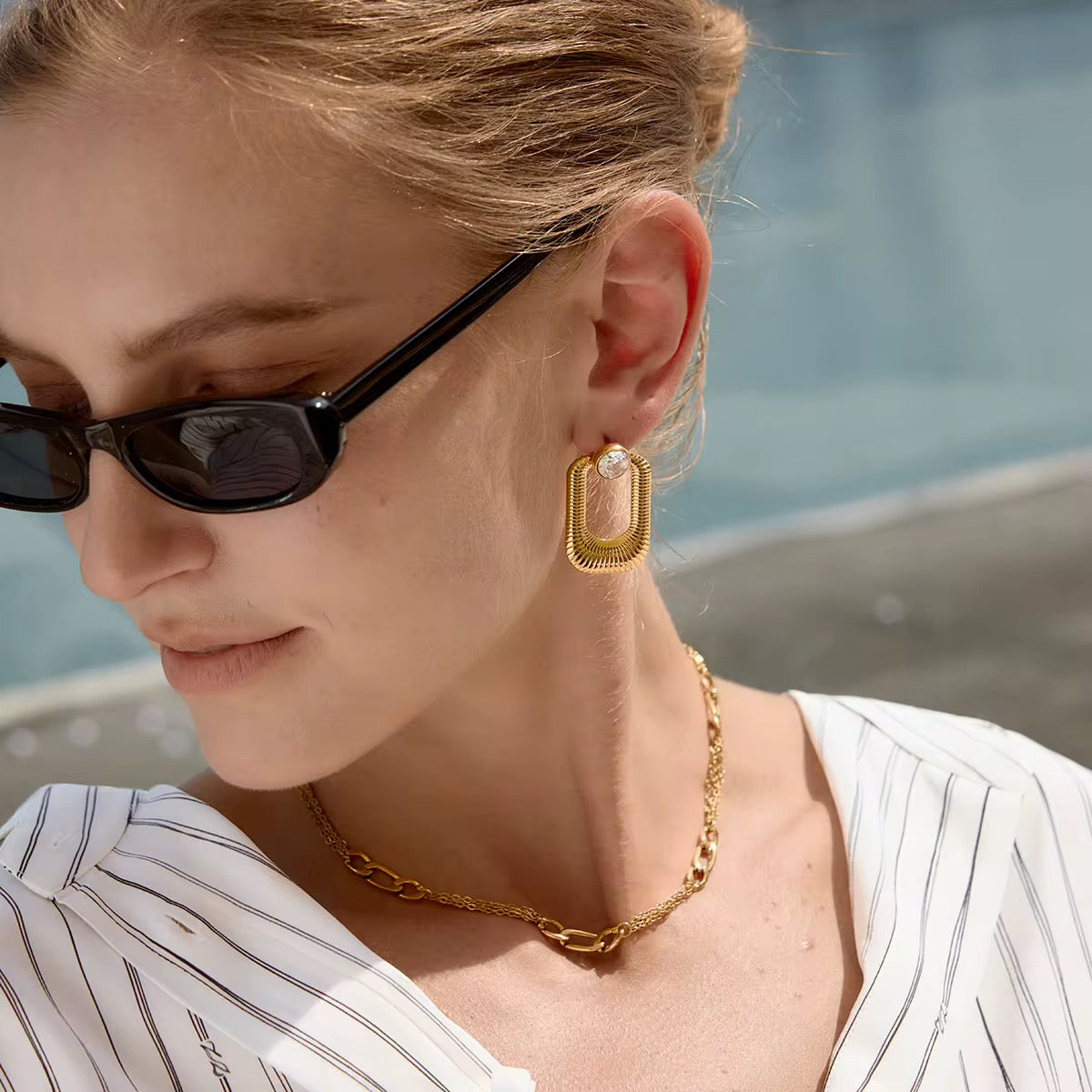 Gold Plated Stainless Steel Necklace - Flat Figaro