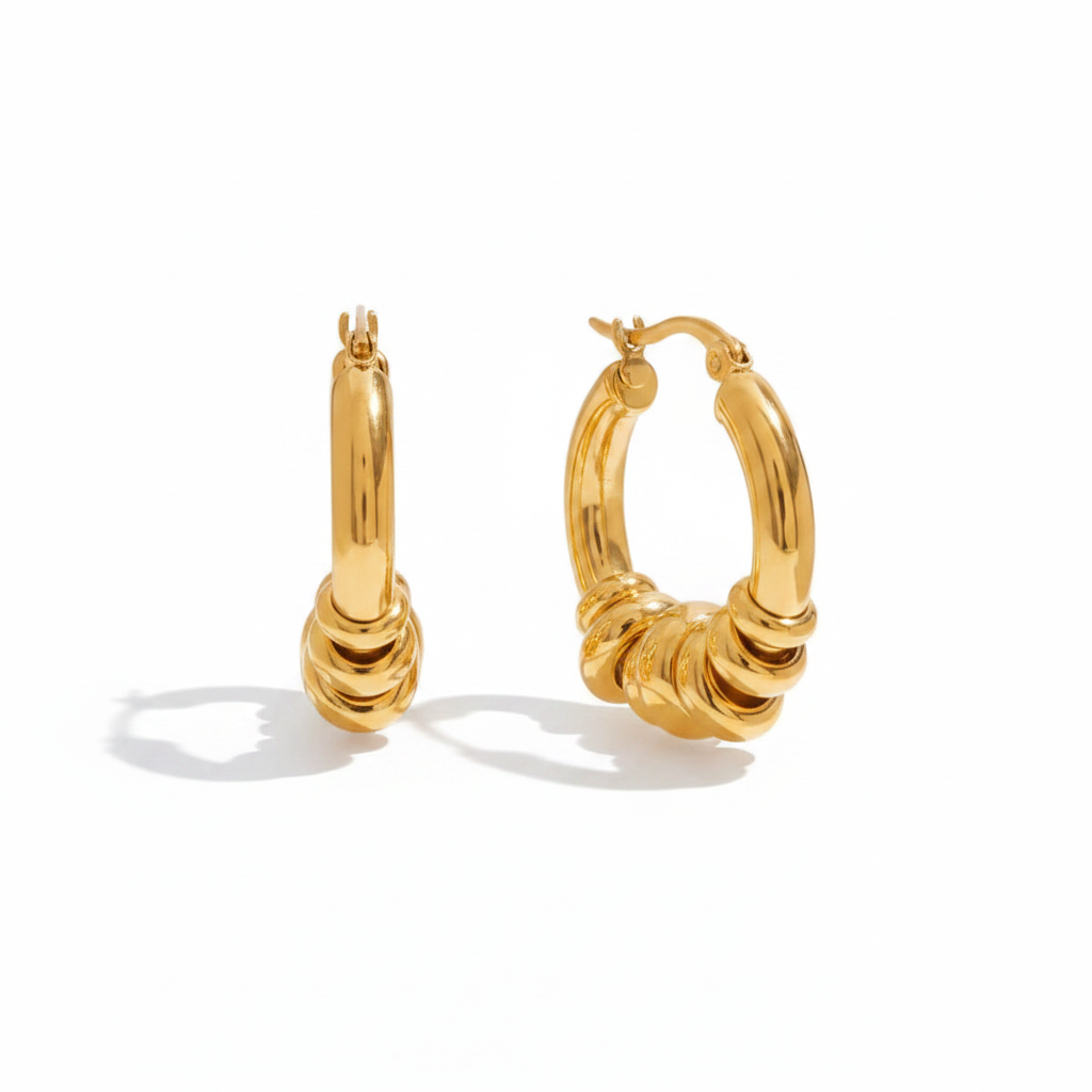 Gold Plated Stainless Steel Hoop Earrings - Huggie