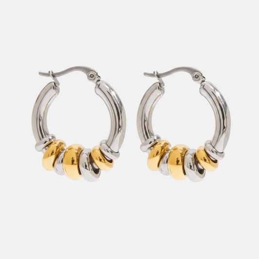 Gold Plated Stainless Steel Hoop Earrings - Huggie