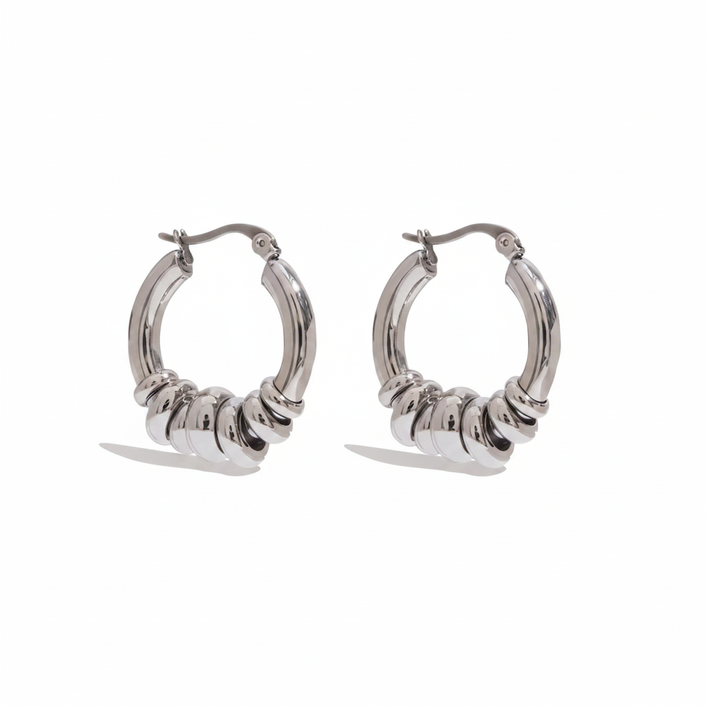 Gold Plated Stainless Steel Hoop Earrings - Huggie