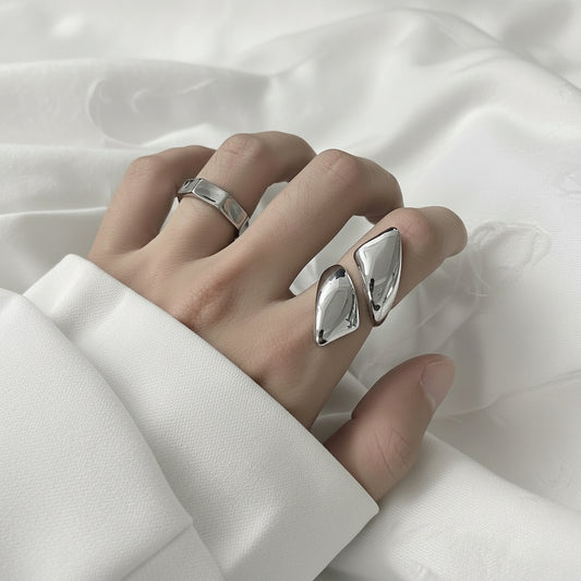 Silver Plated Stainless Steel Ring - Triangle