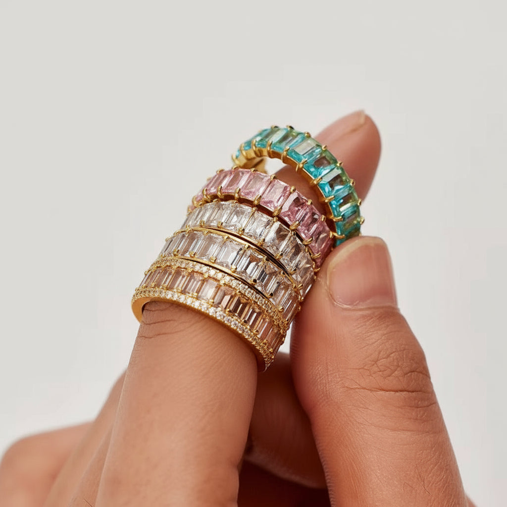 Stainless Steel Gold Plated Ring - Stacking Stone