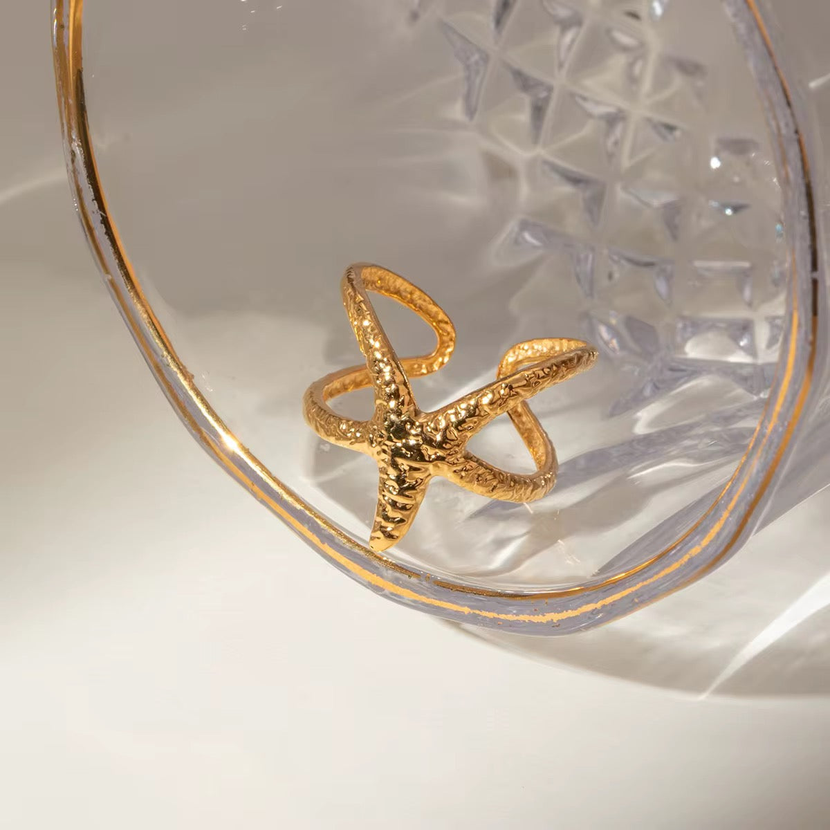 Starfish Ring - Gold Plated Adjustable Ring