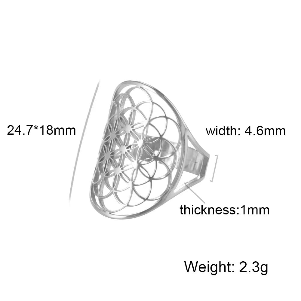 Gold Plated Stainless Steel Ring Unisex - Viking Flower