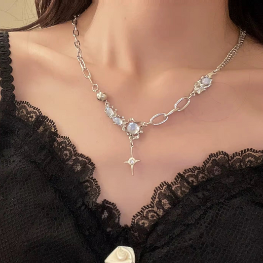 Gothic Necklace - Blue Crystal