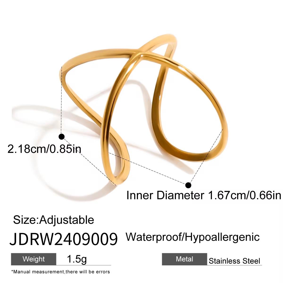 Goldring mit Maßen und Produktdetails auf weißem Hintergrund