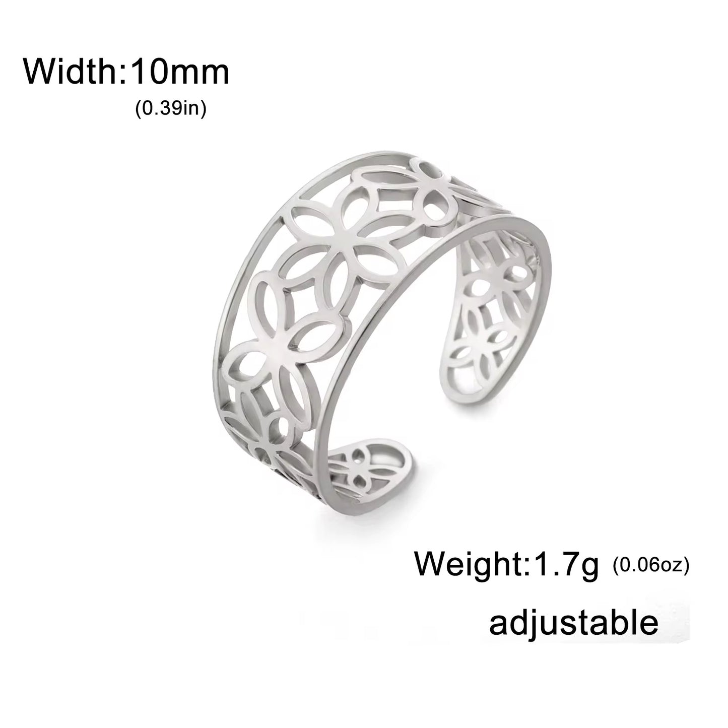 Gold Plated Stainless Steel Ring -  Hollow Flower