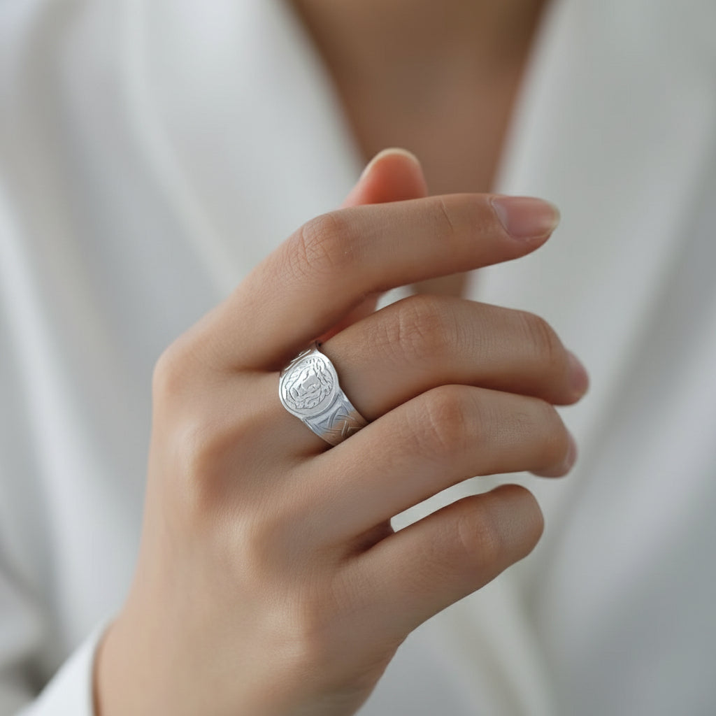 Gold Plated Stainless Steel Ring -  Nordic Lion