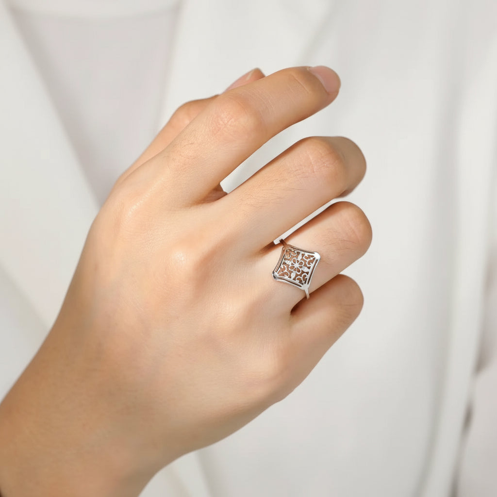 Gold Plated Stainless Steel Ring - Vintage Elegance