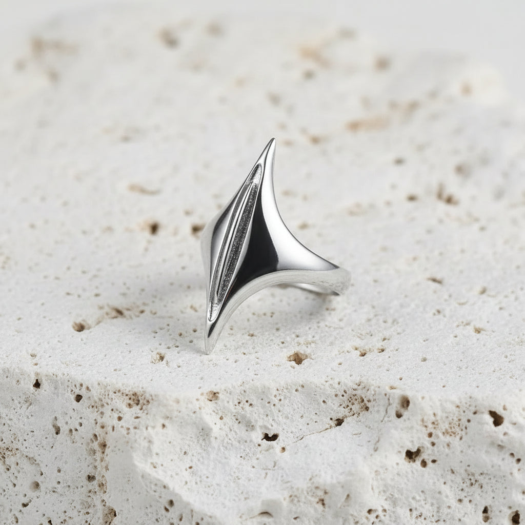 Silver Plated Stainless Steel Ring - Alien
